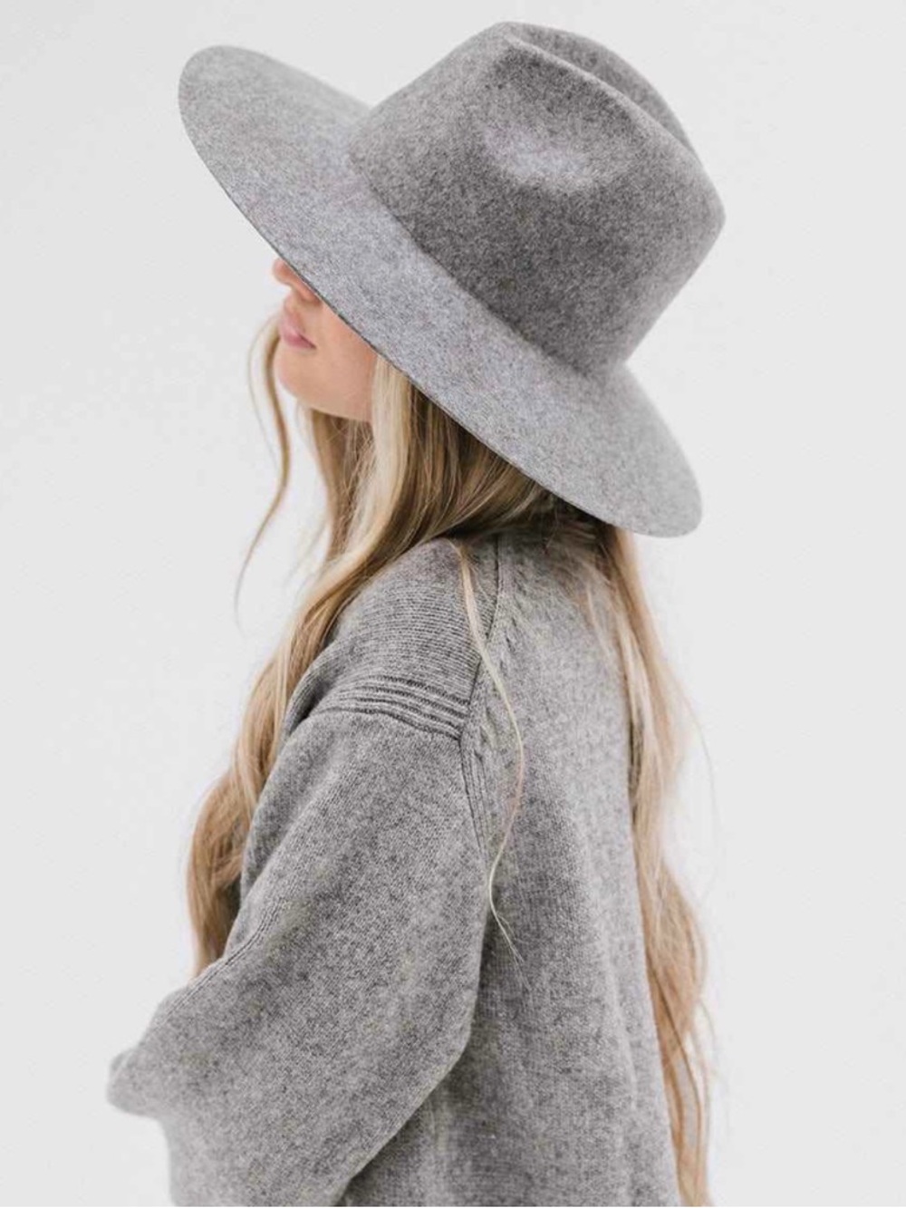 Gigi Pip Grey Scottie Wide Brim Fedora Hat 100% Australian Wool S/M 57 - Picture 2 of 11